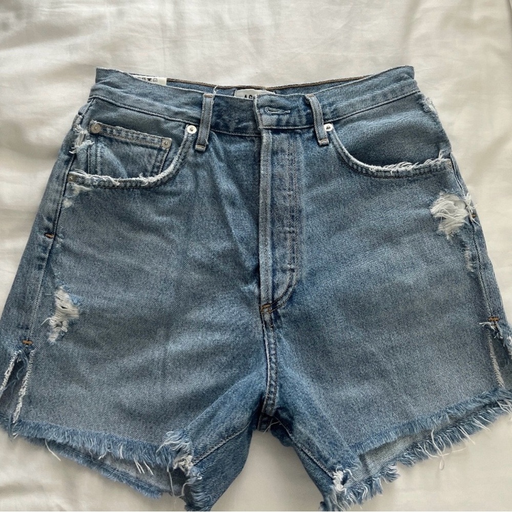Agolde Light Blue Denim Shorts Dee high waist